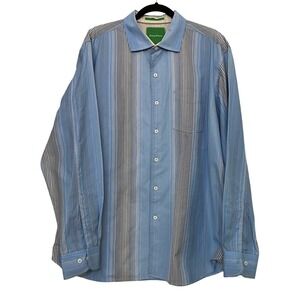 Tommy Bahama Island Modern‎ Fit Striped Blue Gray Long sleeve Shirt XL